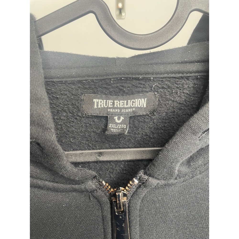 True Religion Hoodie Zip Up Graphic Logo Black XXL - Picture 4 of 4